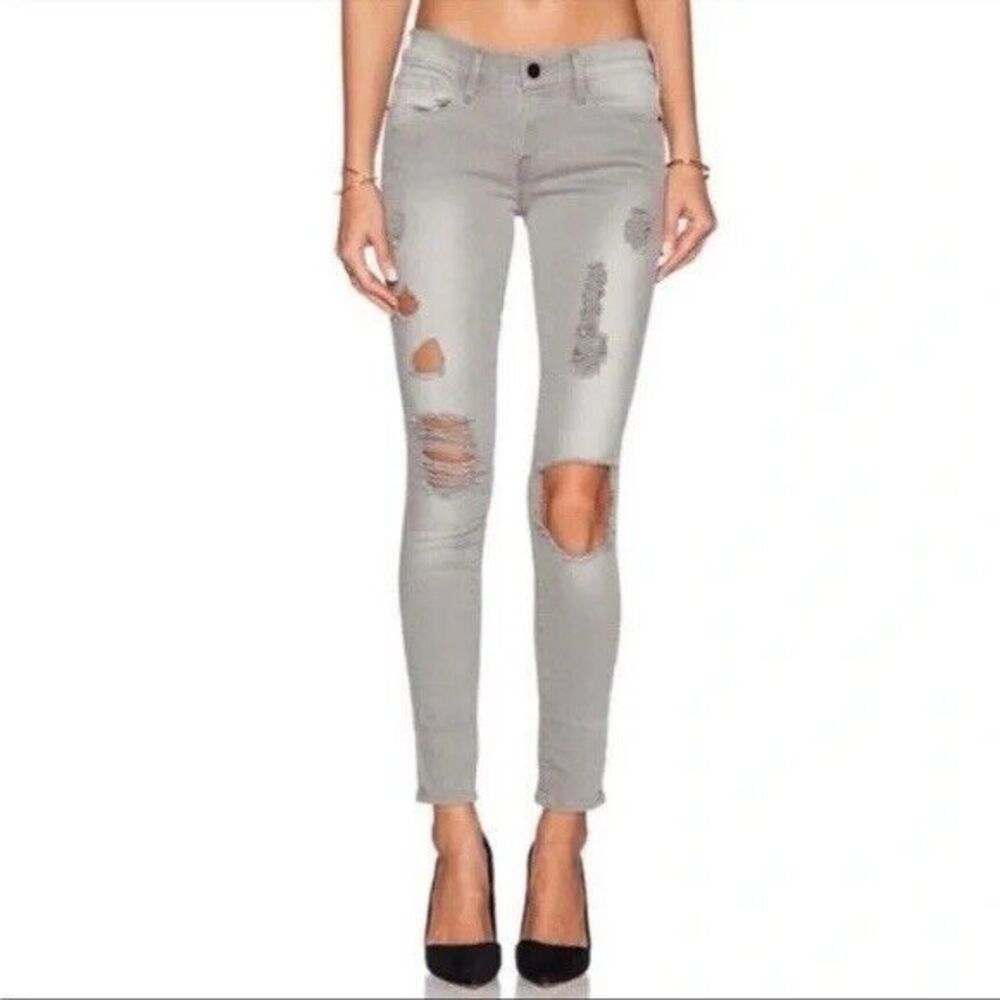 Frame‎ Denim Jeans Womens 27 Gray Le Skinny De Jeanne Ripped Distressed 28x28.5